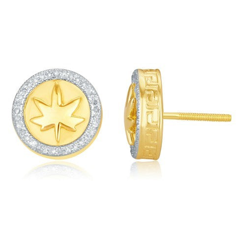 CLOSEOUT: 10KT 0.20CT D-EARRINGS "LEAF"