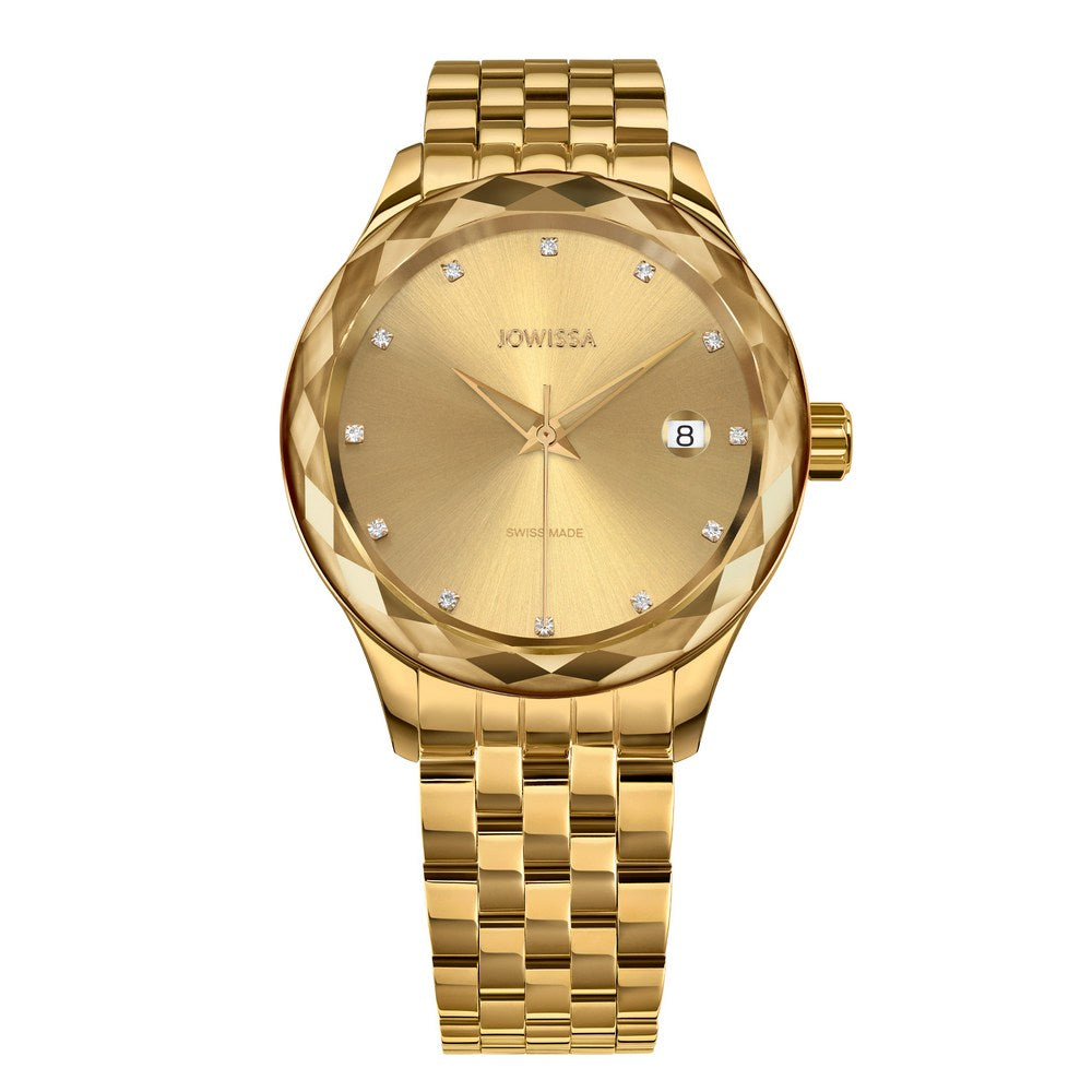 TIRO, Brilliant-Cut, Gold Plated Swiss Quartz Watch, 18MM Band - Gold dial