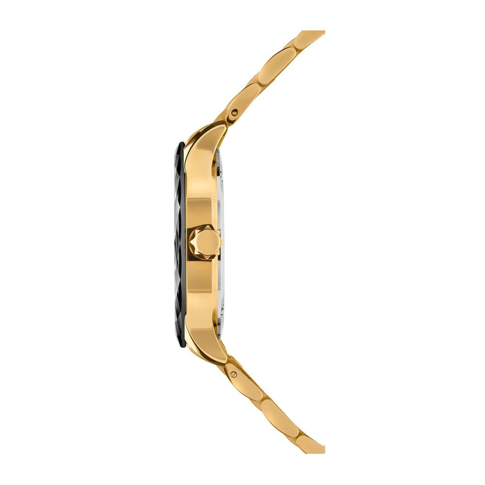 TIRO, Brilliant-Cut, Gold Plated Swiss Quartz Watch, 18MM Band - Black Dial