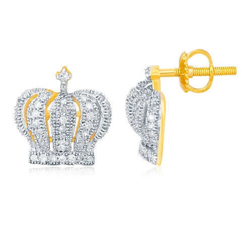 CLOSEOUT: 10 KT 0.25 CT D-MICROPAVE EARRINGS " CROWN "