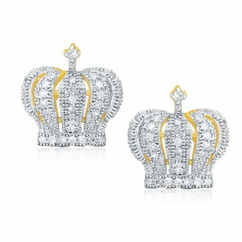 CLOSEOUT: 10 KT 0.25 CT D-MICROPAVE EARRINGS " CROWN "