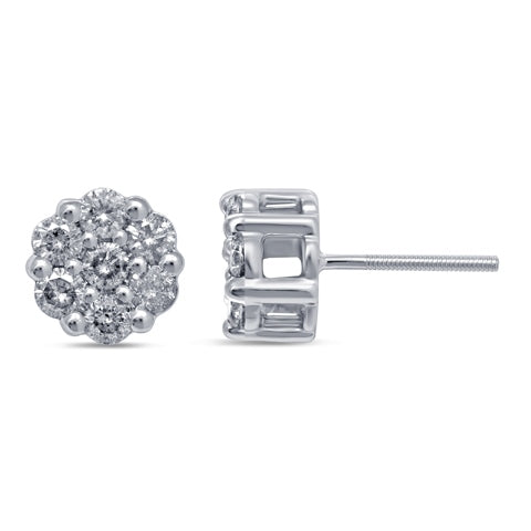 10KT 0.98-1.10CT D-FLOWER EARRINGS