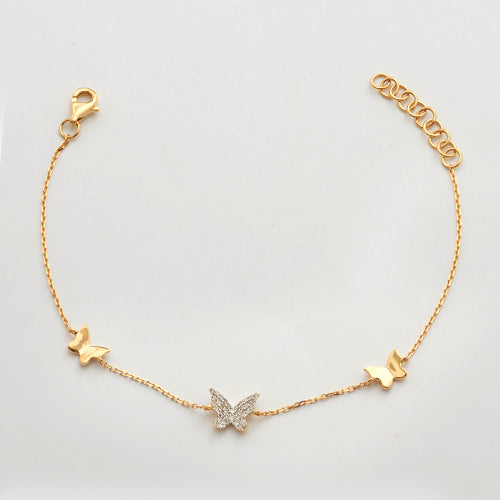 14KY 0.15CTW DIAMOND BUTTERFLY BRACELET