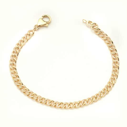 14KY 0.55CTW DIAMOND MIAMI CUBAN LADIES BRACELET