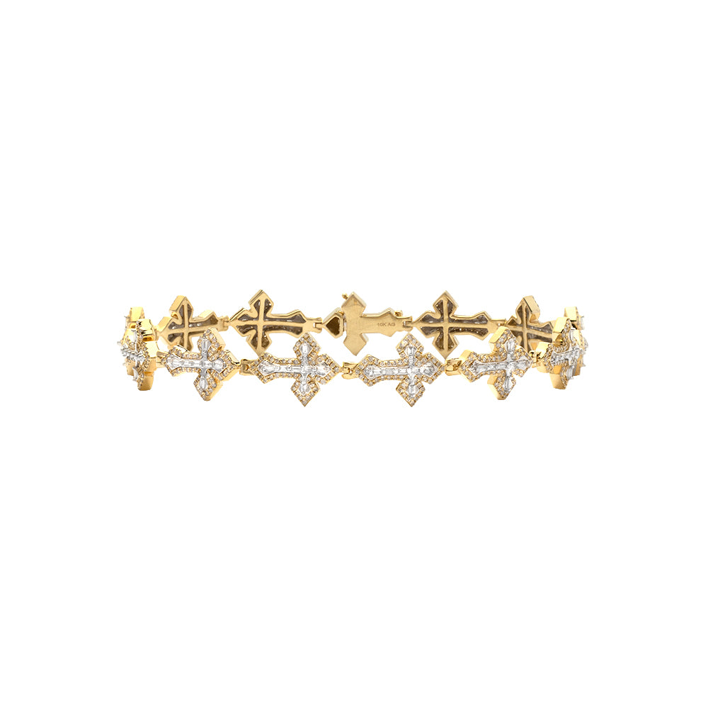 10KY 1.90CTW BAGUETTE DIAMOND CROSS BRACELET