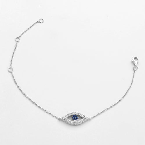 14KW 0.25CTW DIAMOND EVIL EYE BRACELET W/