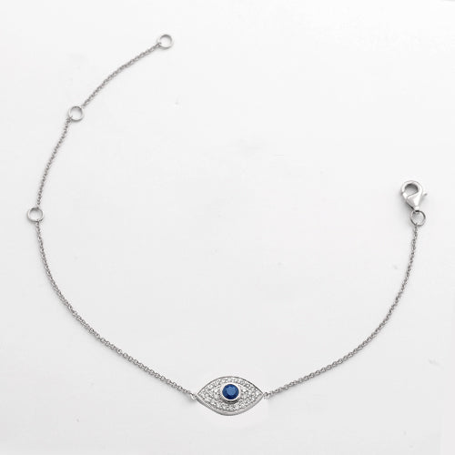 14KW 0.16CTW DIAMOND EVIL EYE BRACELET W/