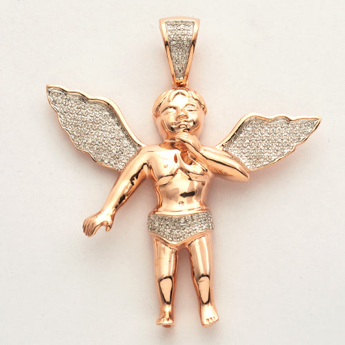 10KR 0.50CTW DIAMOND ANGEL PENDANT