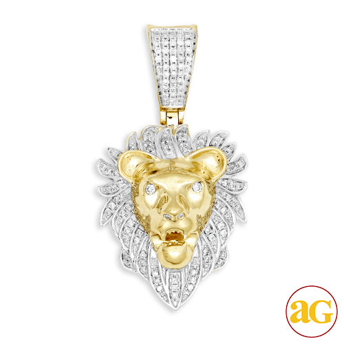 10KY 0.35CTW DIAMOND LION HEAD PENDANT