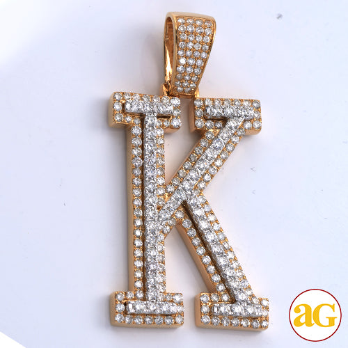 10KY+W 4.25CTW TWO TONE DIAMOND INITIAL PENDANT