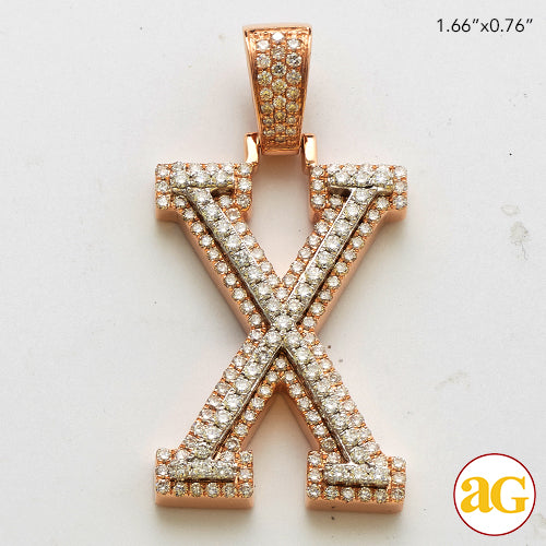 10KR+W 1.65CTW DIAMOND TWO TONE INITIAL PENDANT