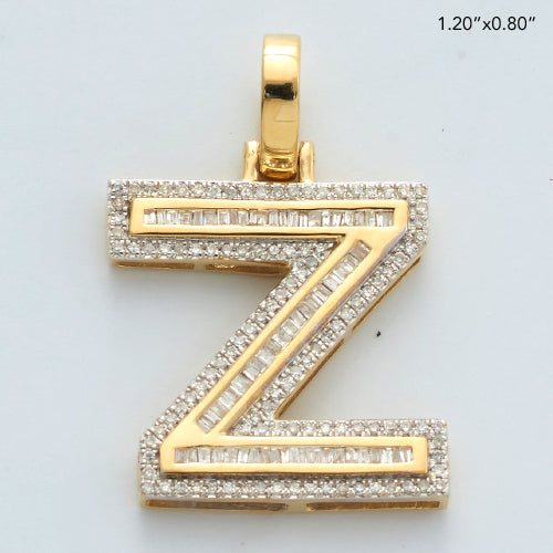 10KY 0.55CTW BAGUETTE DIAMOND INITIAL PENDANT