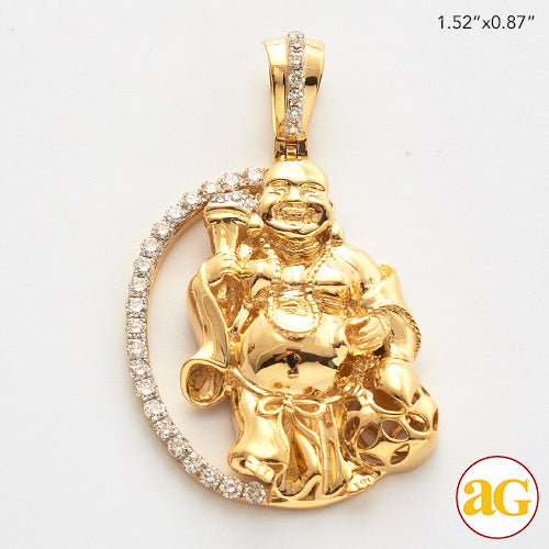 10KY 0.50CTW DIAMOND FAT STANDING BUDDHA PENDANT