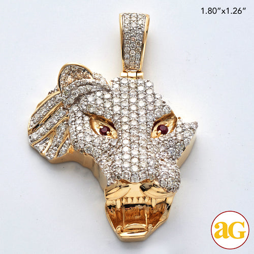 10KY 3.50CTW DIAMOND AFRICA SHAPED LION HEAD