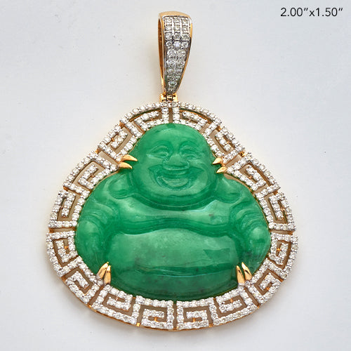 10KY 1.60CTW DIAMOND JADE BUDDHA - GREEK KEY