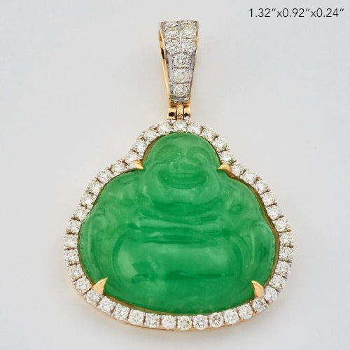 10KY 0.70CTW DIAMOND JADE BUDDHA PENDANT