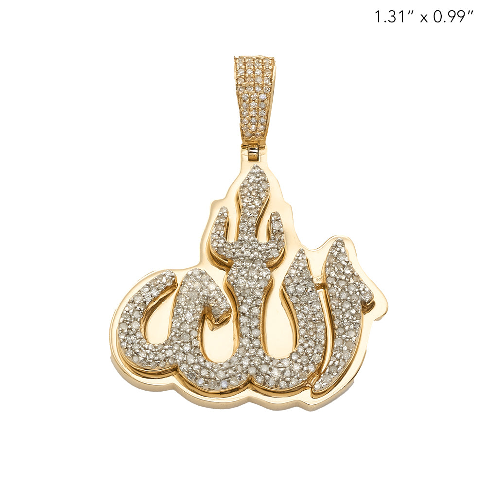 10KY 0.65CTW DIAMOND 3D 'ALLAH' PENDANT