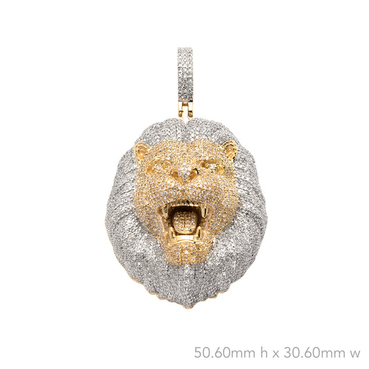 10KY+W 3.15CTW DIAMOND LION HEAD PENDANT