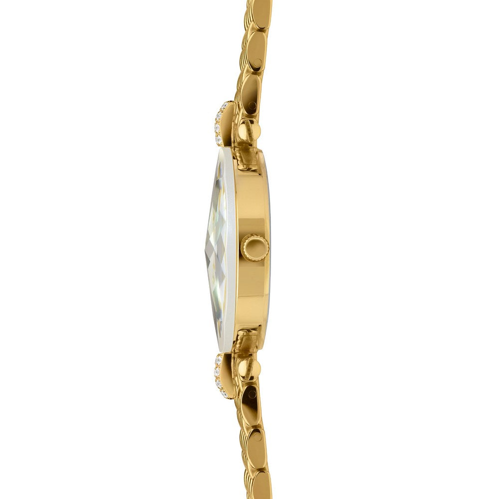 FACET STRASS, Brilliant-Cut, Gold Plated Swiss Quartz Watch, 15mm Band - MOP Dial