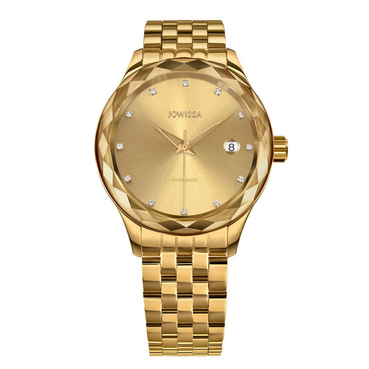 TIRO, Brilliant-Cut, Gold Plated Swiss Quartz Watch, 18MM Band - Gold dial