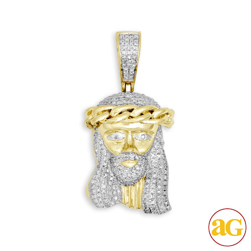 10KY 0.40CTW DIAMOND MIAMI CUBAN JESUS PENDANT