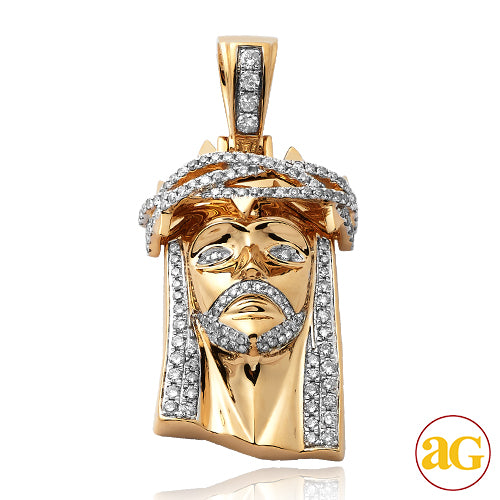 14KY 1.60CTW DIAMOND JESUS PENDANT - BRAIDED CROWN