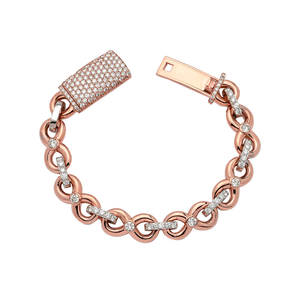 10KR 7.00CTW DIAMOND INFINITY ROLO LINK BRACELET