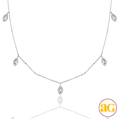 14KW 0.35CTW DIAMOND NECKLACE - 5 LOOSE OPEN