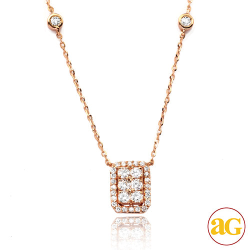 14KR 0.50CTW DIAMOND NECKLACE - VERTICAL RECTANGLE