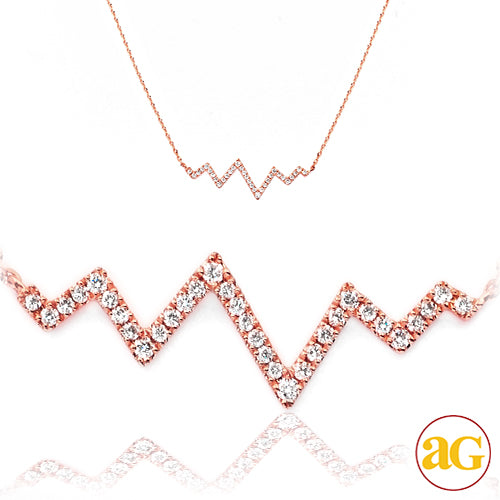 14KR 0.20CTW DIAMOND NECKLACE - HEART BEAT DESIGN