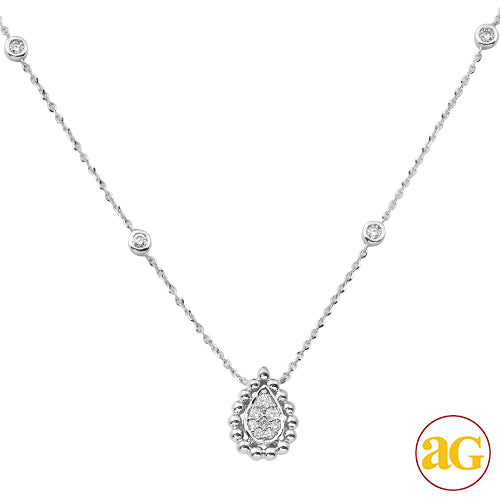 14KW 0.25CTW DIAMOND NECKLACE - PEAR CLUSTER WITH