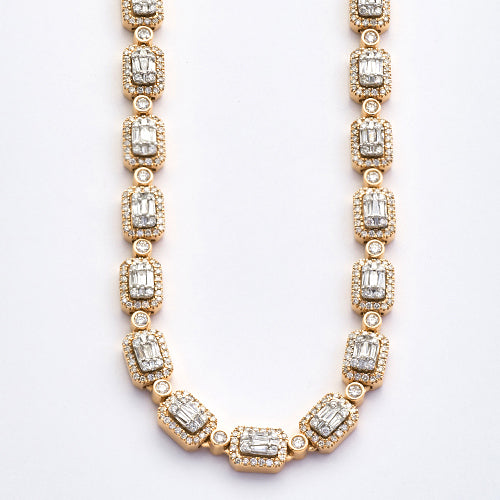 10KY+W 9.00CTW BAGUETTE NECKLACE 20"