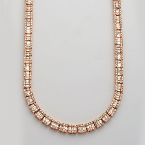 14KR 25.00CTW BAGUETTE NECKLACE 22"