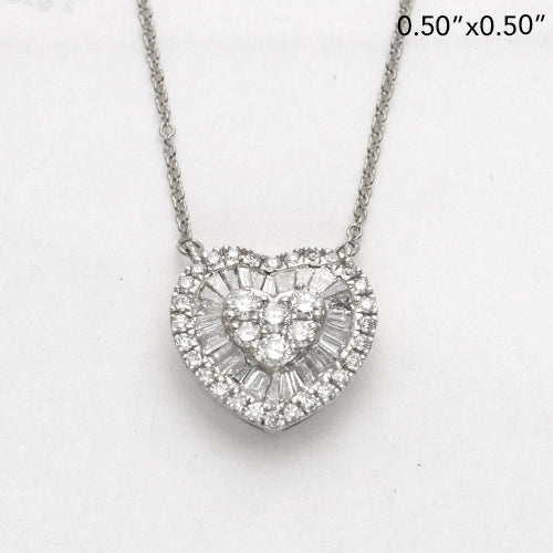 14KW 0.75CTW HEART CLUSTER NECKLACE - SINGLE ROW