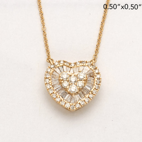 14KY 0.75CTW HEART CLUSTER NECKLACE - SINGLE ROW