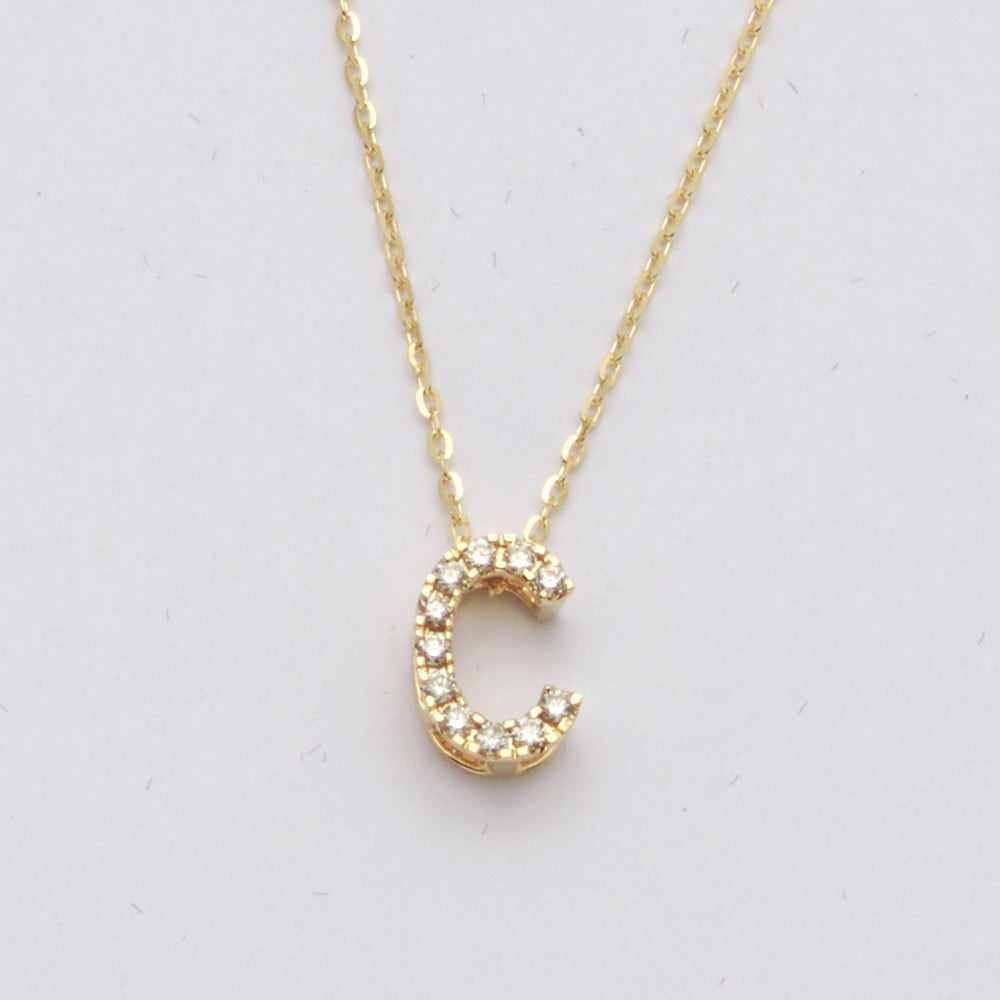 14KY 0.13CTW DIAMOND INITIAL NECKLACE