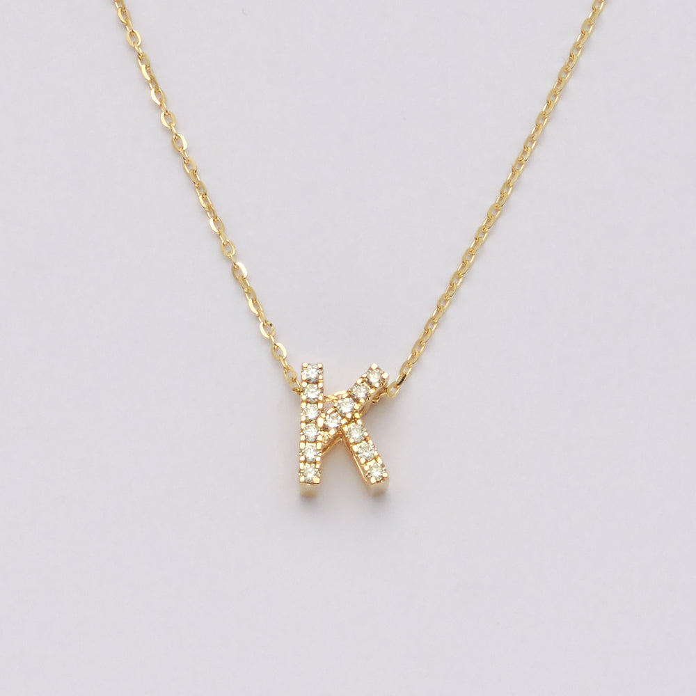 14KY 0.15CTW DIAMOND INITIAL NECKLACE