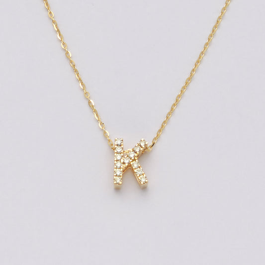 14KY 0.15CTW DIAMOND INITIAL NECKLACE