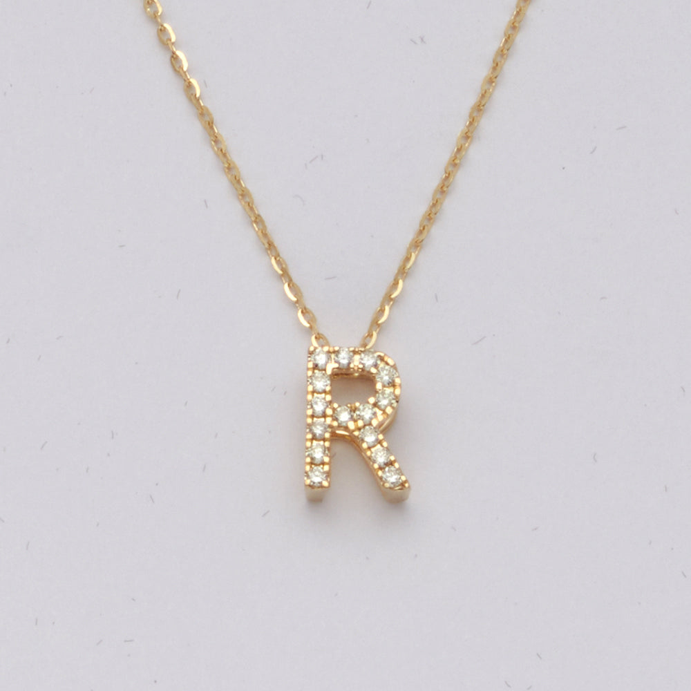 14KY 0.15CTW DIAMOND INITIAL NECKLACE