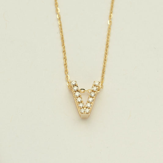 14KY 0.13CTW DIAMOND INITIAL NECKLACE