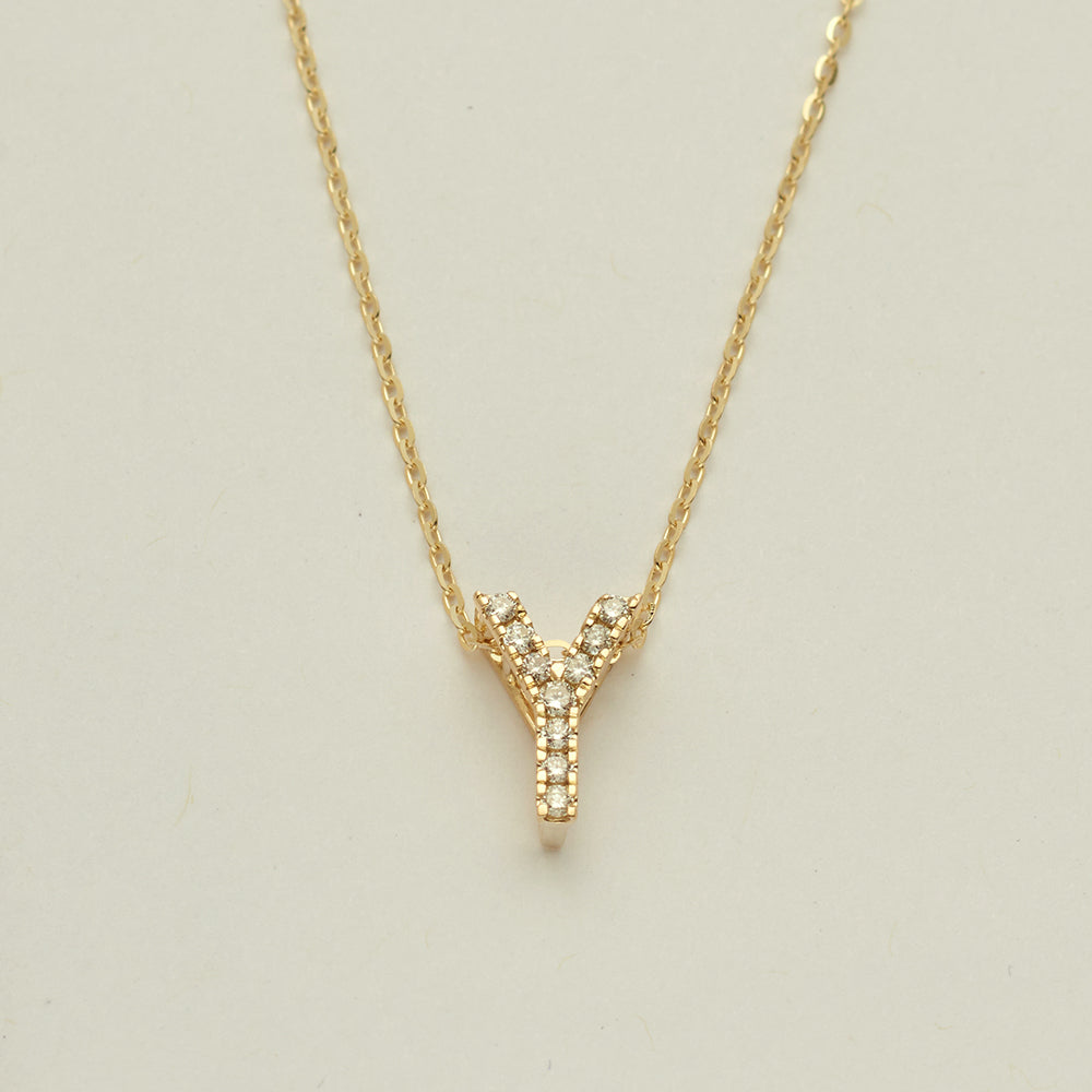 14KY 0.11CTW DIAMOND INITIAL NECKLACE