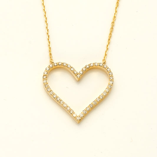 14KY 0.45CTW DIAMOND HEART OUTLINE NECKLACE