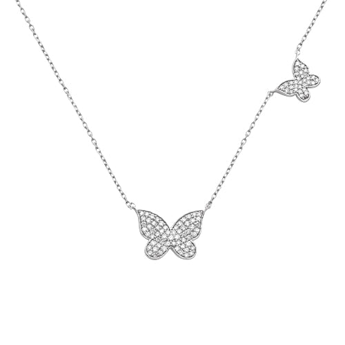 14KW 0.40CTW DIAMOND DOUBLE BUTTERFLY NECKLACE