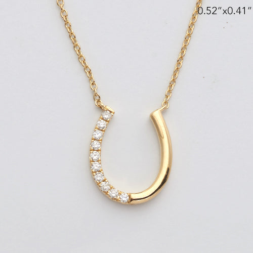 14KY 0.10CTW DIAMOND HORSE SHOE NECKLACE