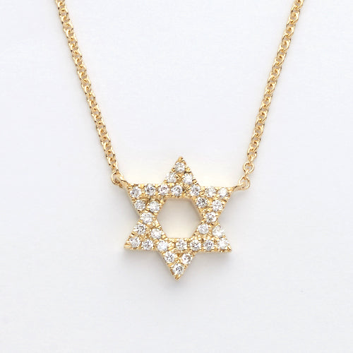 14KY 0.15CTW DIAMOND STAR OF DAVID NECKLACE