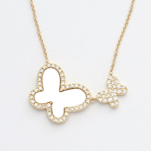 14KY 0.45CTW DIAMOND BUTTERFLY NECKLACE W/