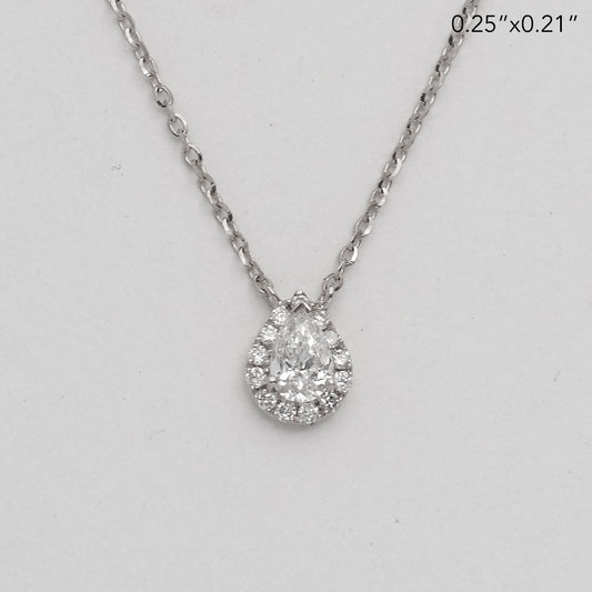 14KW 0.25CTW DIAMOND TEARDROP NECKLACE -/W