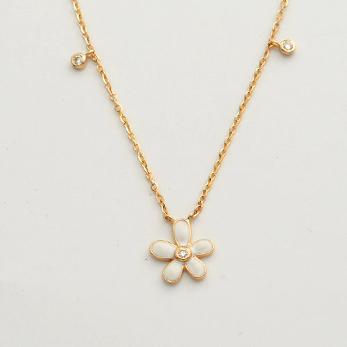 14KY 0.05CTW DIAMOND FLOWER SHAPED NECKLACE