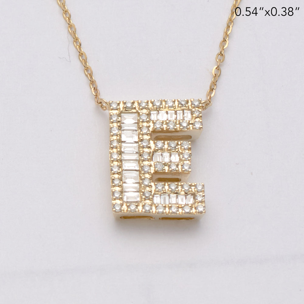 14KY 0.40CTW BAGUETTE DIAMOND ALPHABET NECKLACE