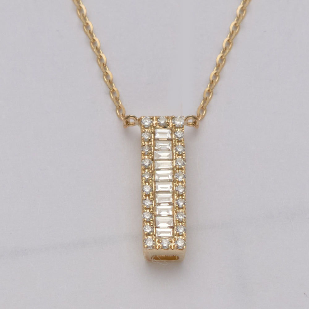 14KY 0.20CTW BAGUETTE DIAMOND ALPHABET NECKLACE